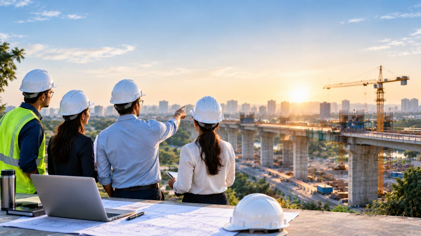 Technical professionals on an infrastructure project site